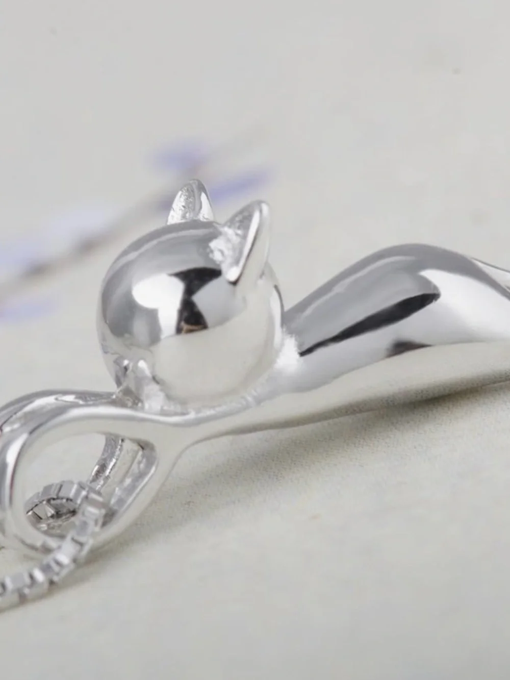 925 Sterling Silver Cat Pendant Necklace